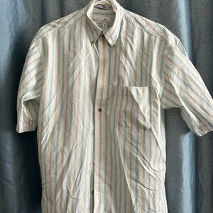 Enro -medium-Classic Men's Striped Button-Down Shirt-casual short sleeved